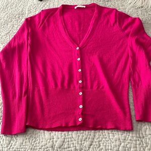 Fuchsia V-neck cardigan. Beautiful color.